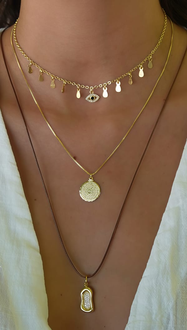Colar Choker Disco Heart: 3 milésimos ouro 18k — Plaka Acessórios